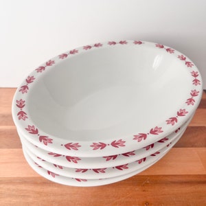 Set of Red Leaf Vintage Vegetable Bowl. Red and White Railroad Restaurant Ware Serving Bowls. image 1