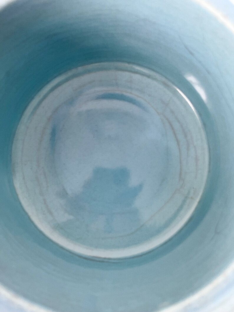 Robin Blue Lidded Crock with Cobalt Tulips. 1960s Cronin Pottery Lidded Pot. Blue Tulip Vintage Cookie Jar. image 3