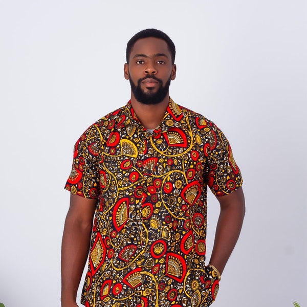 Chemise à manches courtes et short à imprimé africain pour homme - Azuka