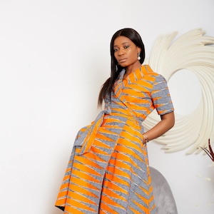 Back In Stock  African Clothing - African Ankara Print Short sleeves Wrap Dress