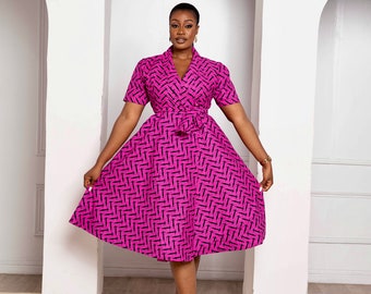 New In African Clothing - African Ankara Print Short sleeves Wrap Dress