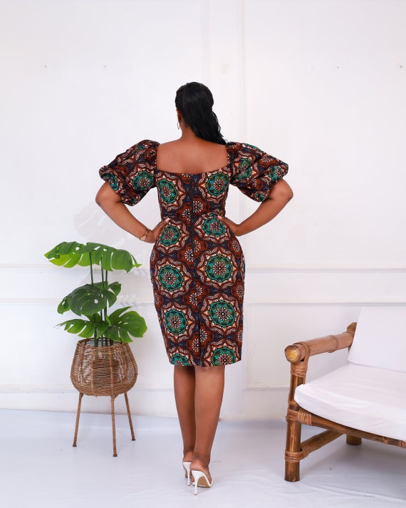 Off Shoulder African Print Ankara Fitted Dress African Dress Ankara Dress Etsy