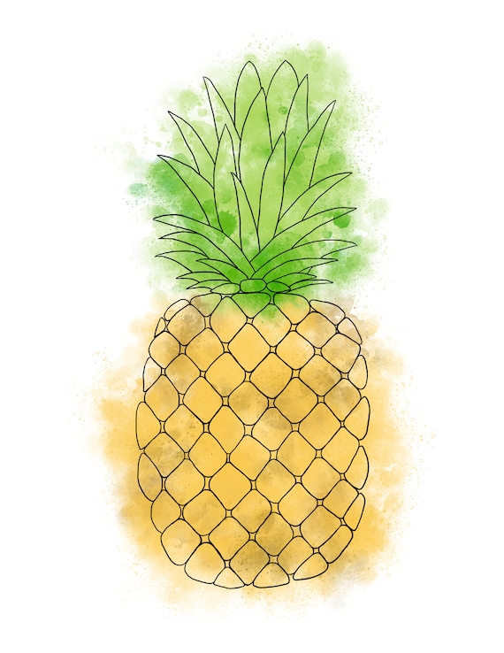 Pineapple PNG files for printing, stickers, decals, mugs, colorful