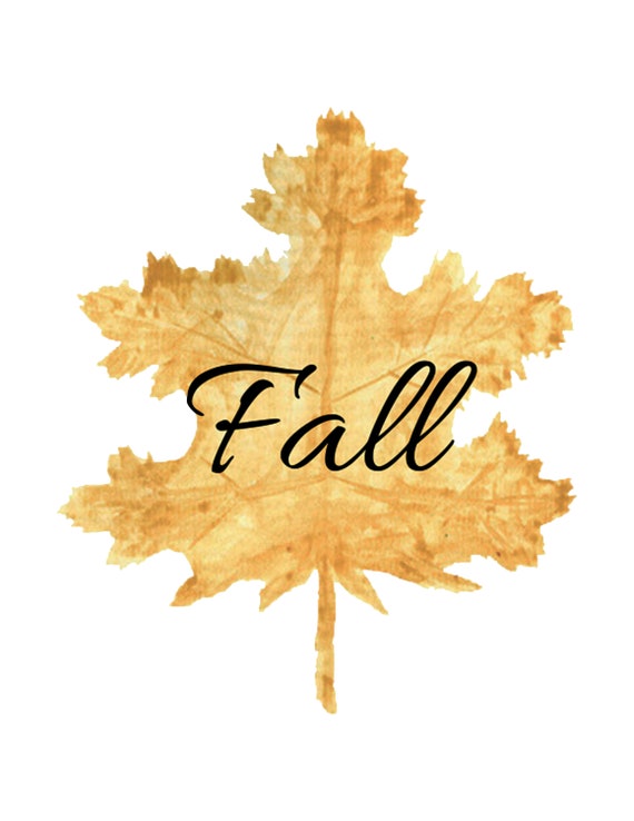 Fall Leaf DIGITAL Download Art Print, Autumn, Thanksgiving, 8x10, Yellow Orange Festive Wall Decor Watercolor painting JPG PNG file