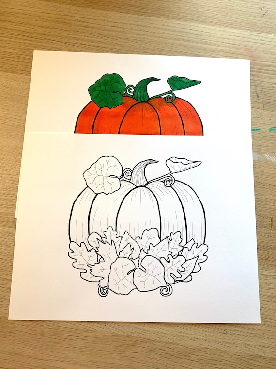 Digital Download Printable Coloring Page, Fall Pumpkin