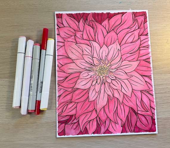 Labyrinth Dahlia Flower Coloring Page PDF or JPG digital download