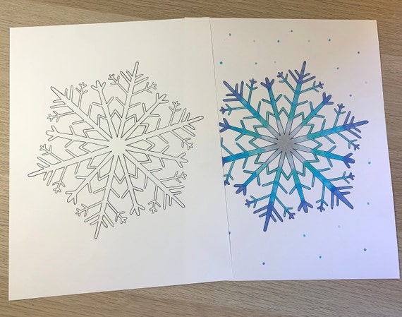 Winter Snowflake Coloring Page PDF or JPG digital download