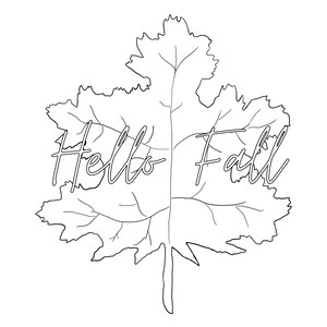 Coloring Page Digital Download Printable Hello Fall Leaf PDF | Etsy