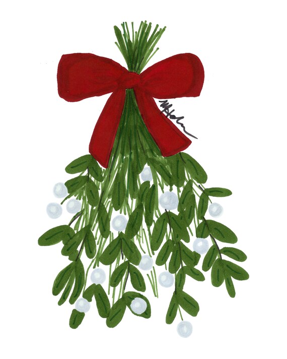 Mistletoe Christmas Art Print Digital Download 5 sizes