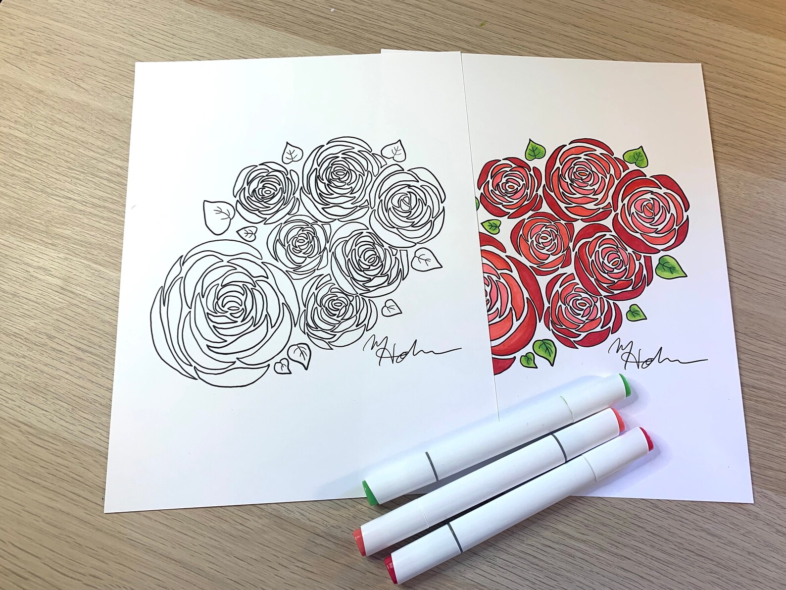 Floral Coloring Page Abstract Roses Printable Digital Download - Etsy