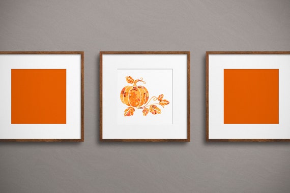 Floral Pumpkin Digital Download Printable Wall Art Decor Halloween Fall Autumn 8x10, Festive Orange Brown Painting Illustration