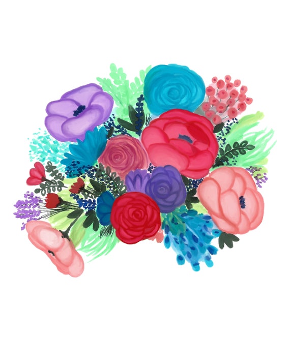 Floral PNG files for printing, stickers, decals, mugs, colorful