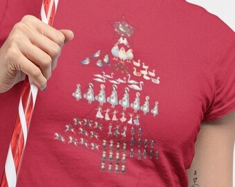 Christmas Apparel -Twelve Days of Christmas T-Shirt/Sweatshirt - Festive Holiday Shirt featuring Illustrations of the 12 days of Christmas!