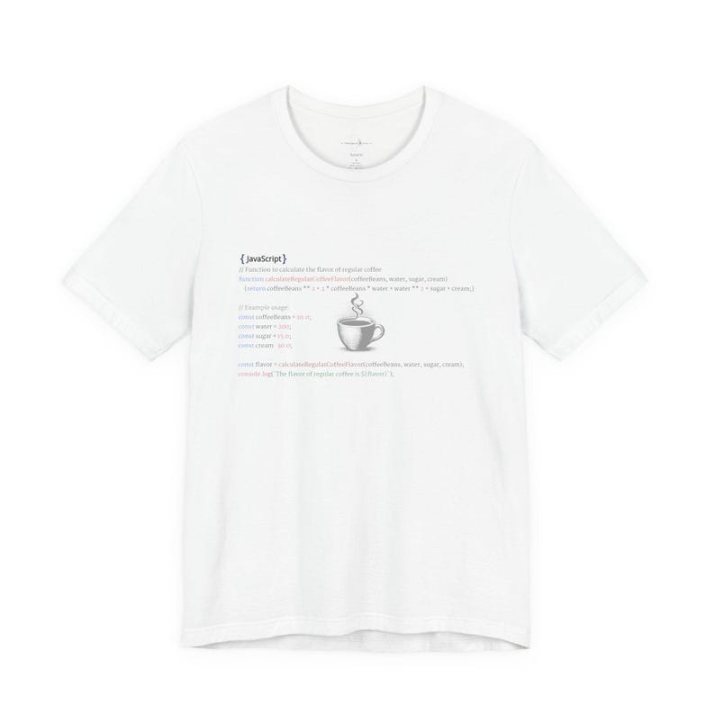 JavaScript Coder Coffee Tee, Unique Programmer Gift White