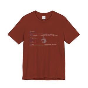 JavaScript Coder Coffee Tee, Unique Programmer Gift Rust