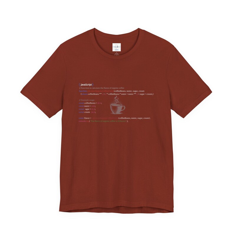 JavaScript Coder Coffee Tee, Unique Programmer Gift Rust