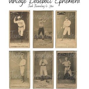 Digital Vintage Baseball Junk Journal Ephemera Embellishment Pack