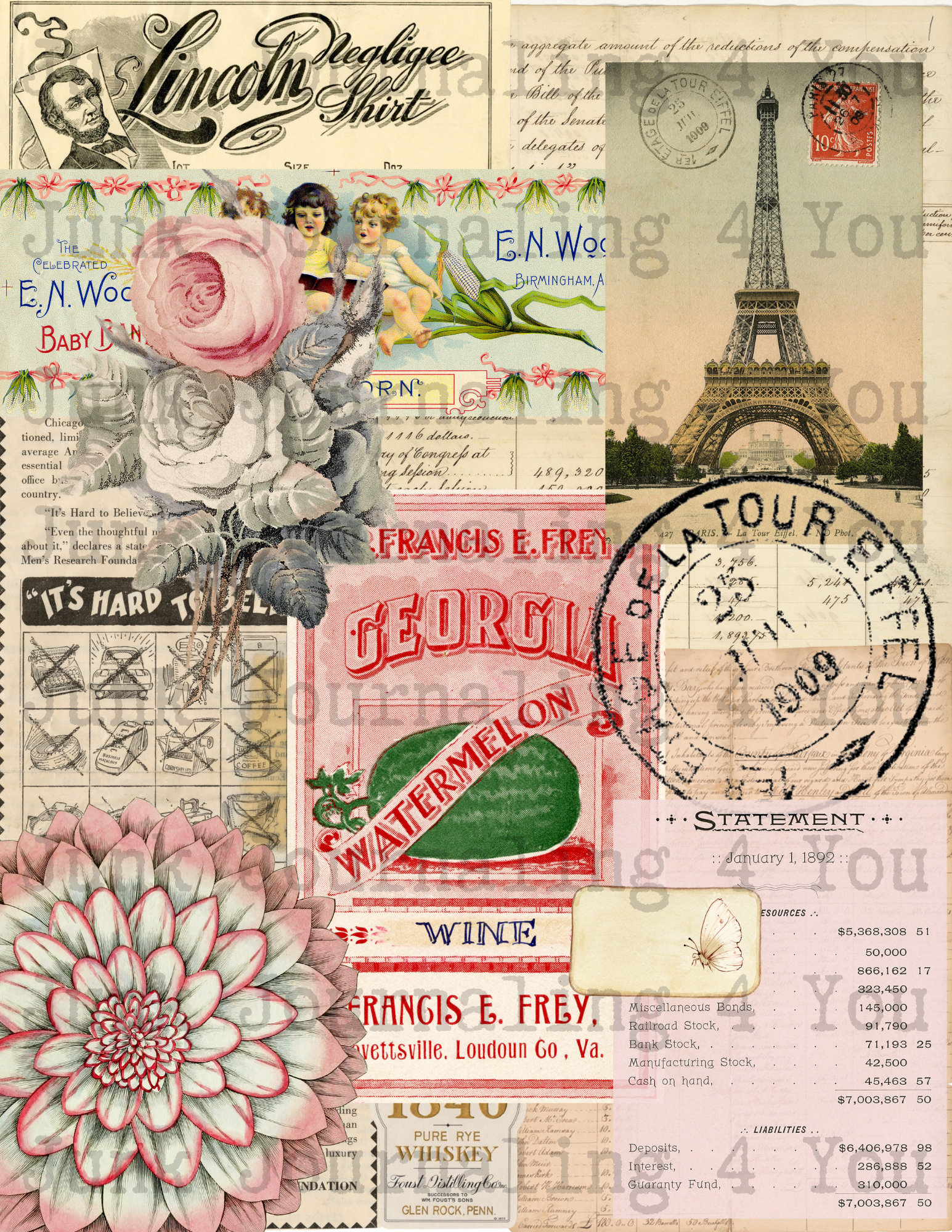 Vintage Collage Junk Journal Three Digital Papers Series - Etsy