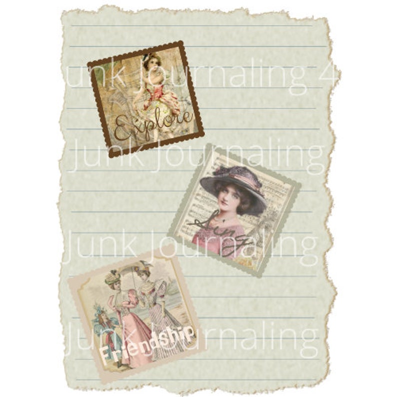 Vintage Junk Journal Printable Ephemera Stamps - Etsy