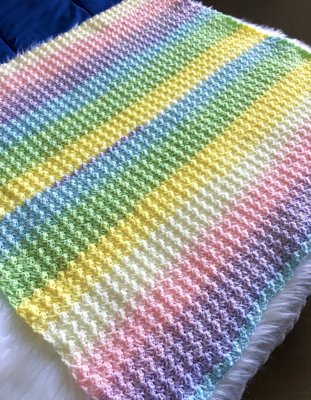 Crochet Baby Blanket Multicolor Blanket Pastel Colors Etsy
