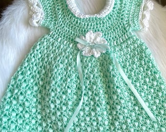 Crochet Baby Dress, Handmade Baby girl dress, Various Colors, Sizes 12-18M and 18-24M