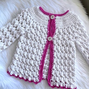 Toddler Crochet Cardigan Sweater, Size 3T-4T