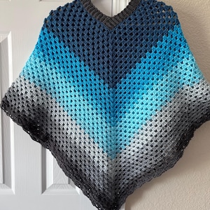 Handmade Crochet Granny Square Poncho: Vintage Style, Tropical Colors