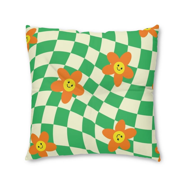 Preppy Throw Pillows Square Tufted Floor Pillow Aesthetic Etsy