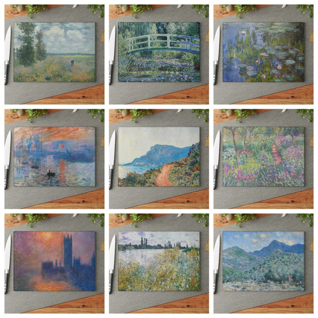 Glass Cutting Board Claude Painting Art Etsy