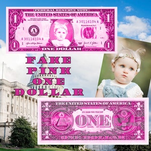 Benutzerdefiniertes Gesicht rosa Dollarschein - personalisierte Geldvorlage (nur digital)