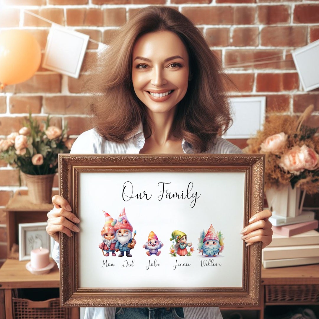 Personalised Gnome Family Portrait, Printable Download - Custom Mother ...