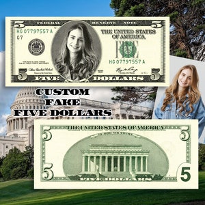 5 Dollar-Schein mit individuellem Gesicht - Personalisierte Geldvorlage (nur digital)