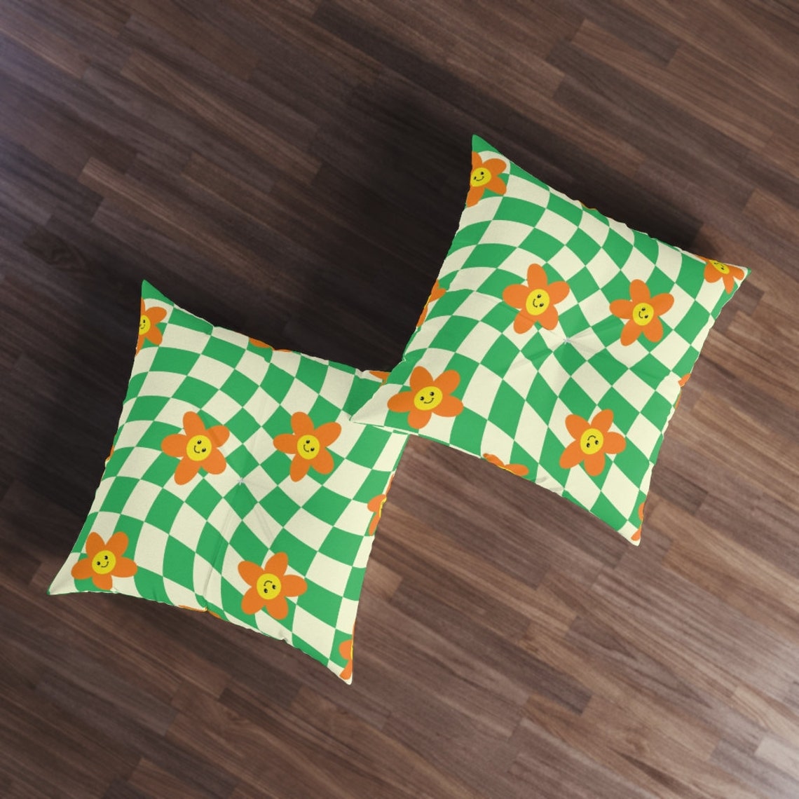 Preppy Throw Pillows Square Tufted Floor Pillow Aesthetic Etsy