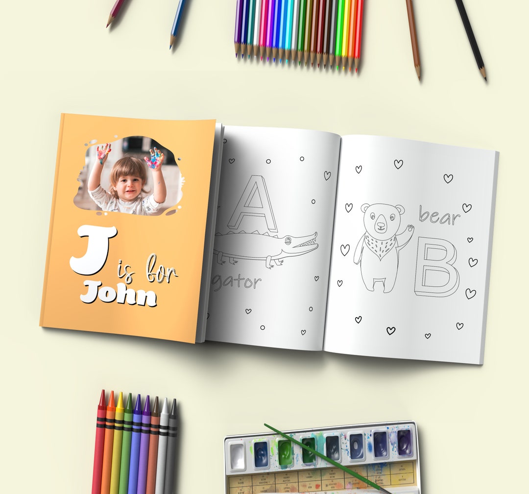 Personalized Kids ABC Coloring Book Custom Name Coloring Activity Book ...