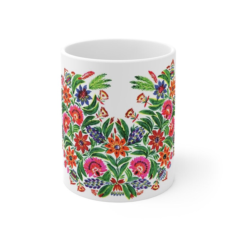 Ukrainian Mug 11oz Petrykivka Painting Mug Ceramic Mug Etsy