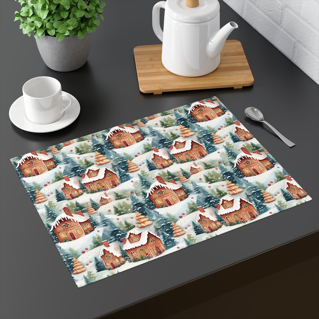 Gingerbread House Placemat Christmas Decor, Gingerbread Man Festive