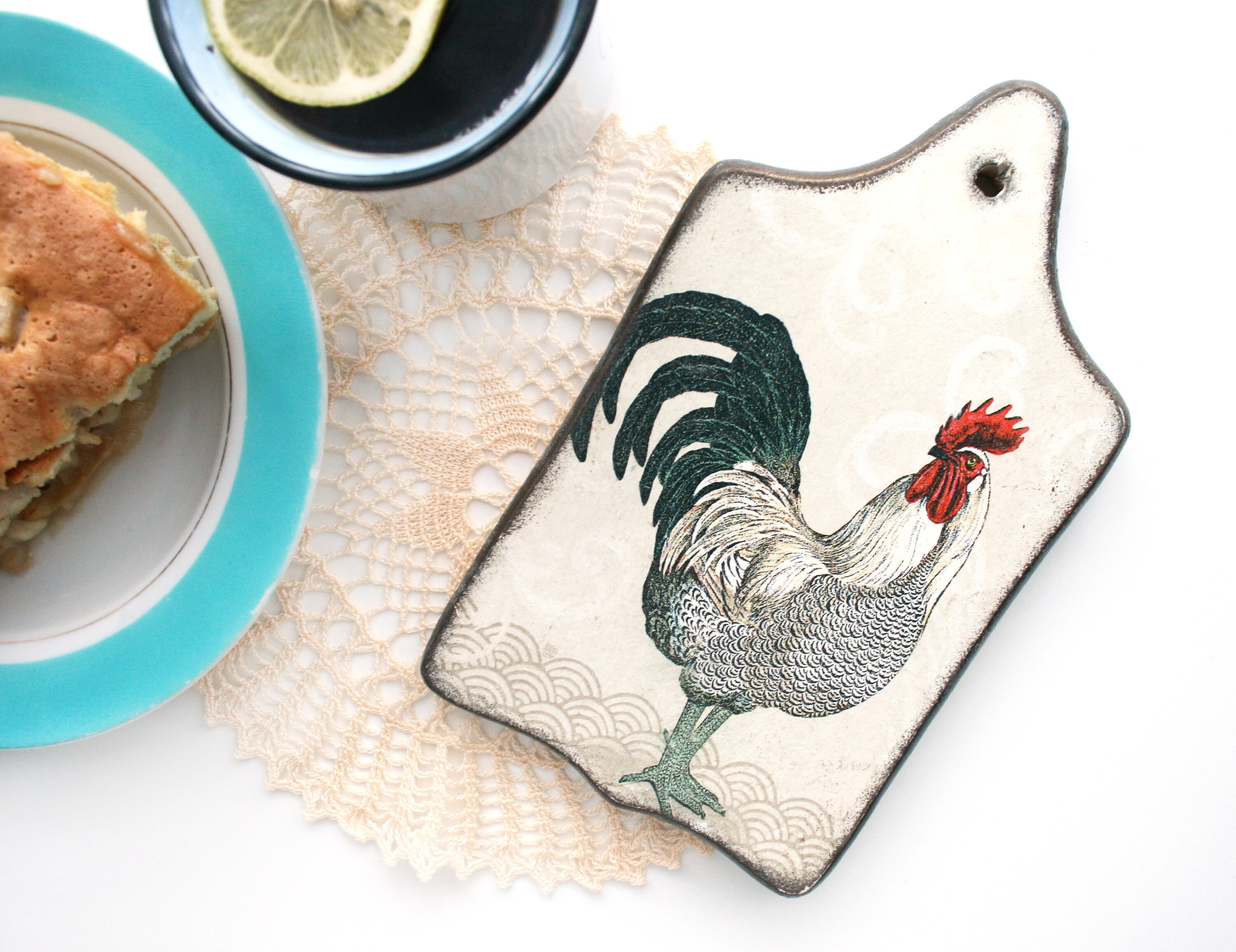 Rooster cutting board decoupaged chopping board farmhouse Etsy