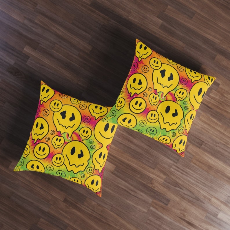 Smiley Face Pillow Square Tufted Floor Pillow Preppy Throw Etsy Australia