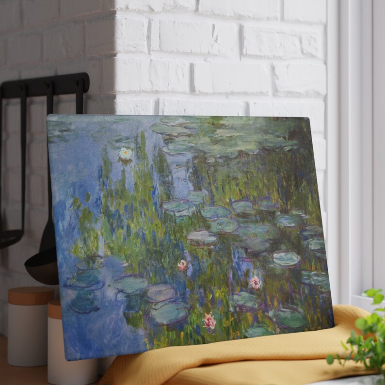 Glass Cutting Board Claude Water Lilies Etsy