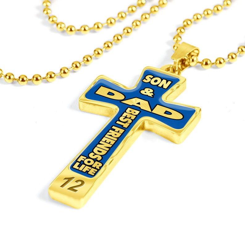 Gift For Son From Dad Custom Luxury Stainless Steel Cross Necklace Son /& Dad Best Friends For Life With Optional FrontBack Engravings
