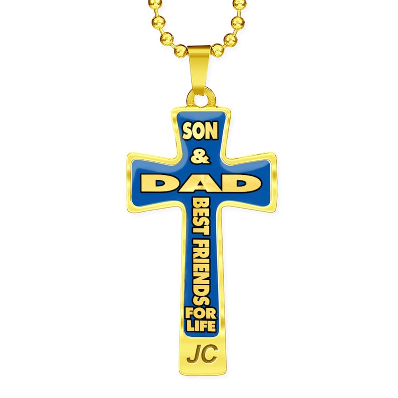 Gift For Son From Dad Custom Luxury Stainless Steel Cross Necklace Son /& Dad Best Friends For Life With Optional FrontBack Engravings