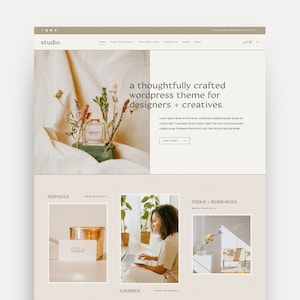 Modern WordPress Theme for Businesses, Designers, Creatives, Portfolios | Studio | Feminine Kadence Child Theme