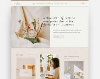 Modern WordPress Theme for Businesses, Designers, Creatives, Portfolios | Studio | Feminine Kadence Child Theme