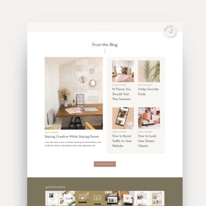 Mockup of the Honeydew WordPress theme designed on the Kadence theme that is perfect for bloggers, photographers, and creatives, showcasing a beautiful gallery and portfolio to display their work and creativity