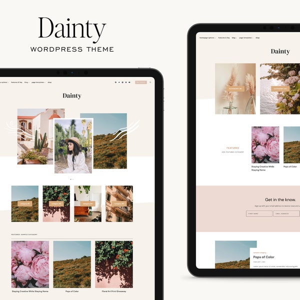 Dainty - WordPress Theme - Kadence - Feminine, Responsive Blog Theme for Bloggers