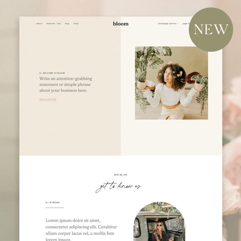 NEW - Bloom WordPress Kadence Child Theme - Podcast, Shop, Coaching, Services, Blog theme 