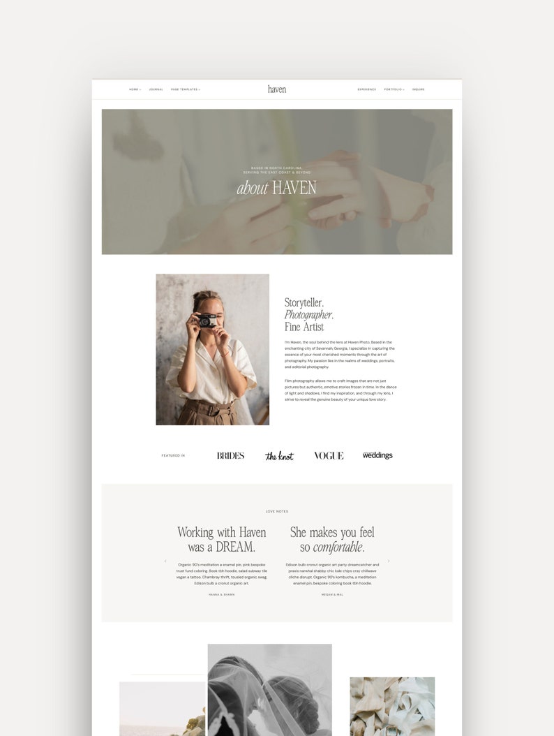 Haven WordPress Theme for Photographers and Creatives