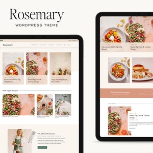 Mockup of the Rosemary WordPress Theme for Food and Recipe Bloggers Built on Kadence