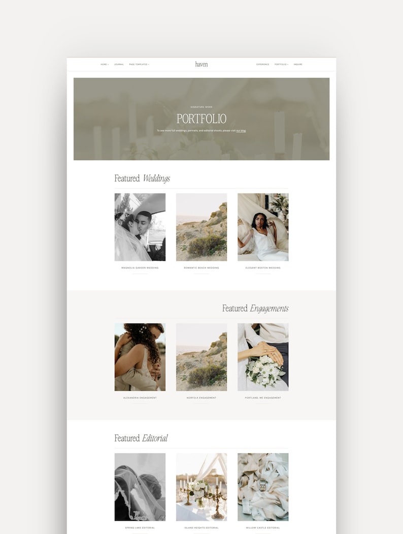 Haven WordPress Theme for Photographers and Creatives– Portfolio and Galleries