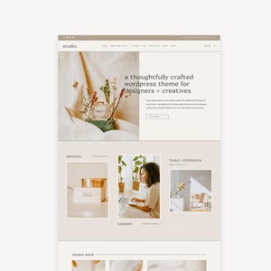 Modern WordPress Theme for Businesses, Designers, Creatives, Portfolios | Studio | Feminine Kadence Child Theme